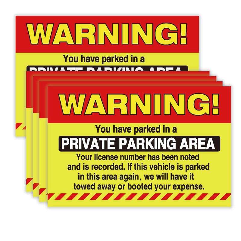 50 Private Parking Stickers You Have Parked in A Private Parking Area Reserved No Permit Area Violation Warning Notice Vehicle is Illegally Parked  Large Size 6 X 9 inches
